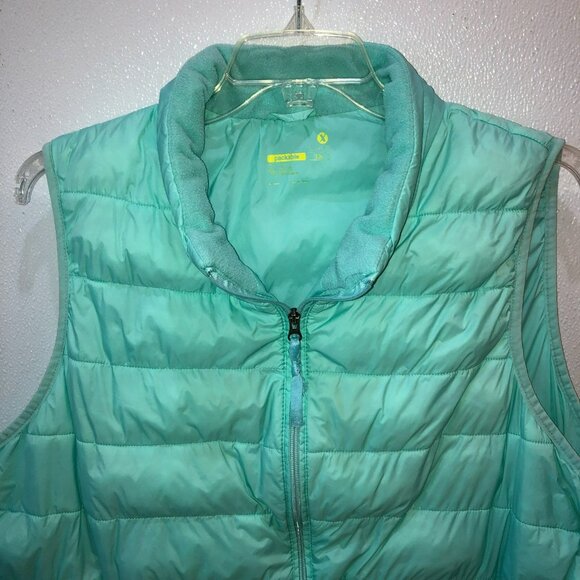 XERSION Womens Size 3X Packable Blue Green Puffer Vest Pockets Full Zip - Picture 3 of 11